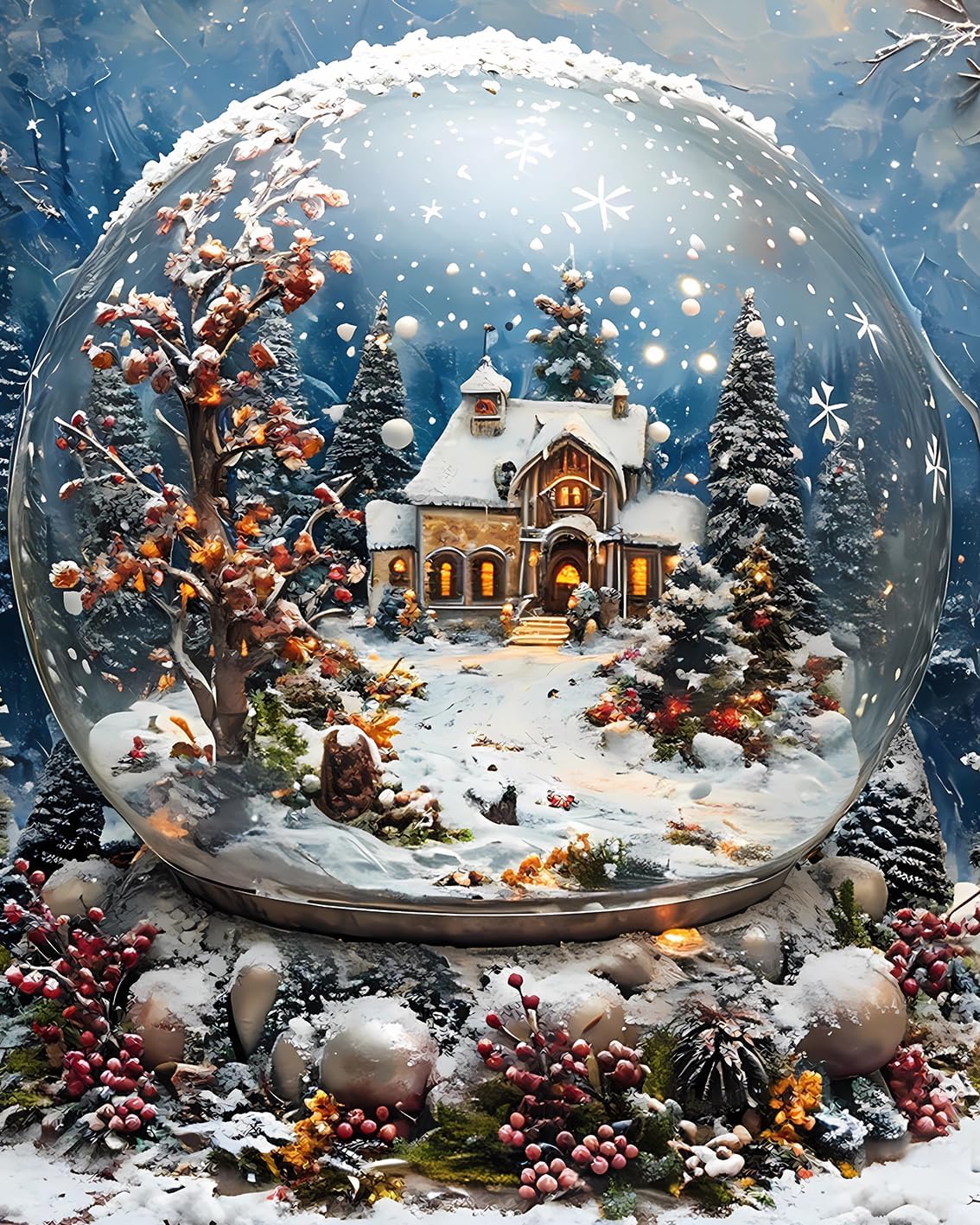 Christmas in a Snow Globe Paint by Numbers