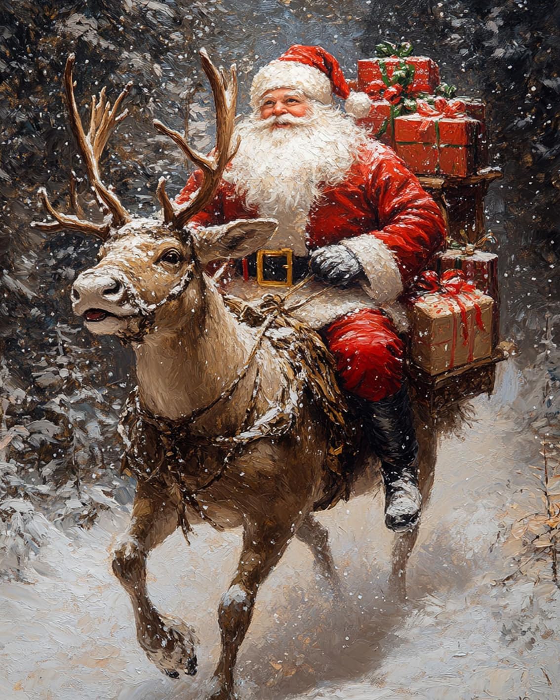 Santa on the Gift Giving Journey Paint by Numbers