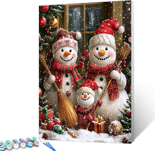 Christmas Snowman Family Paint by Numbers