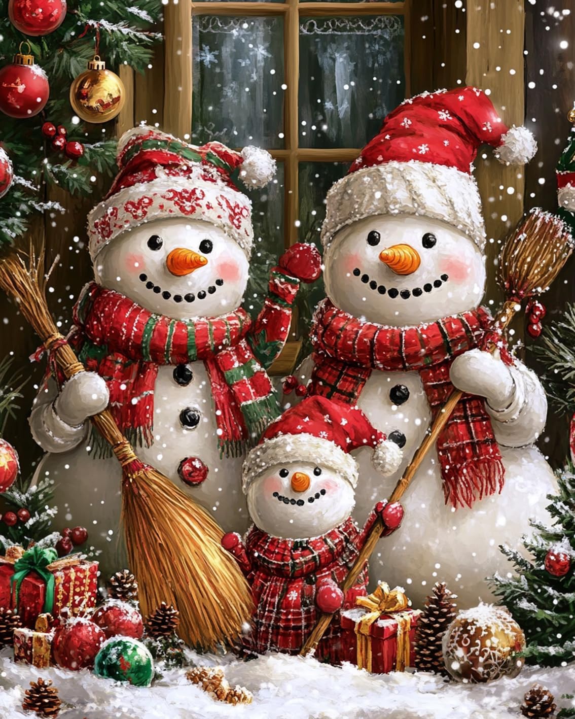 Christmas Snowman Family Paint by Numbers