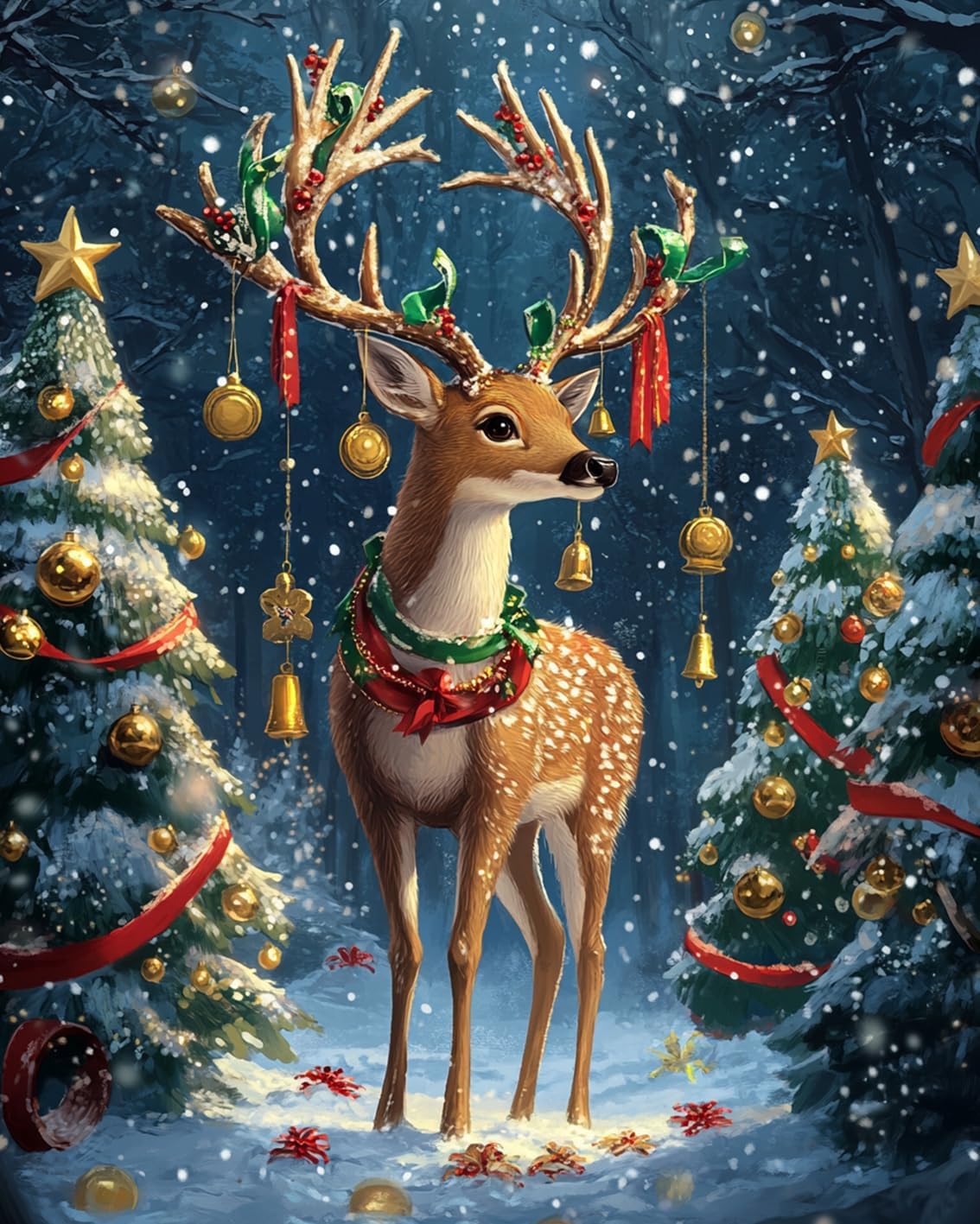 Cute Christmas Reindeer Paint by Numbers