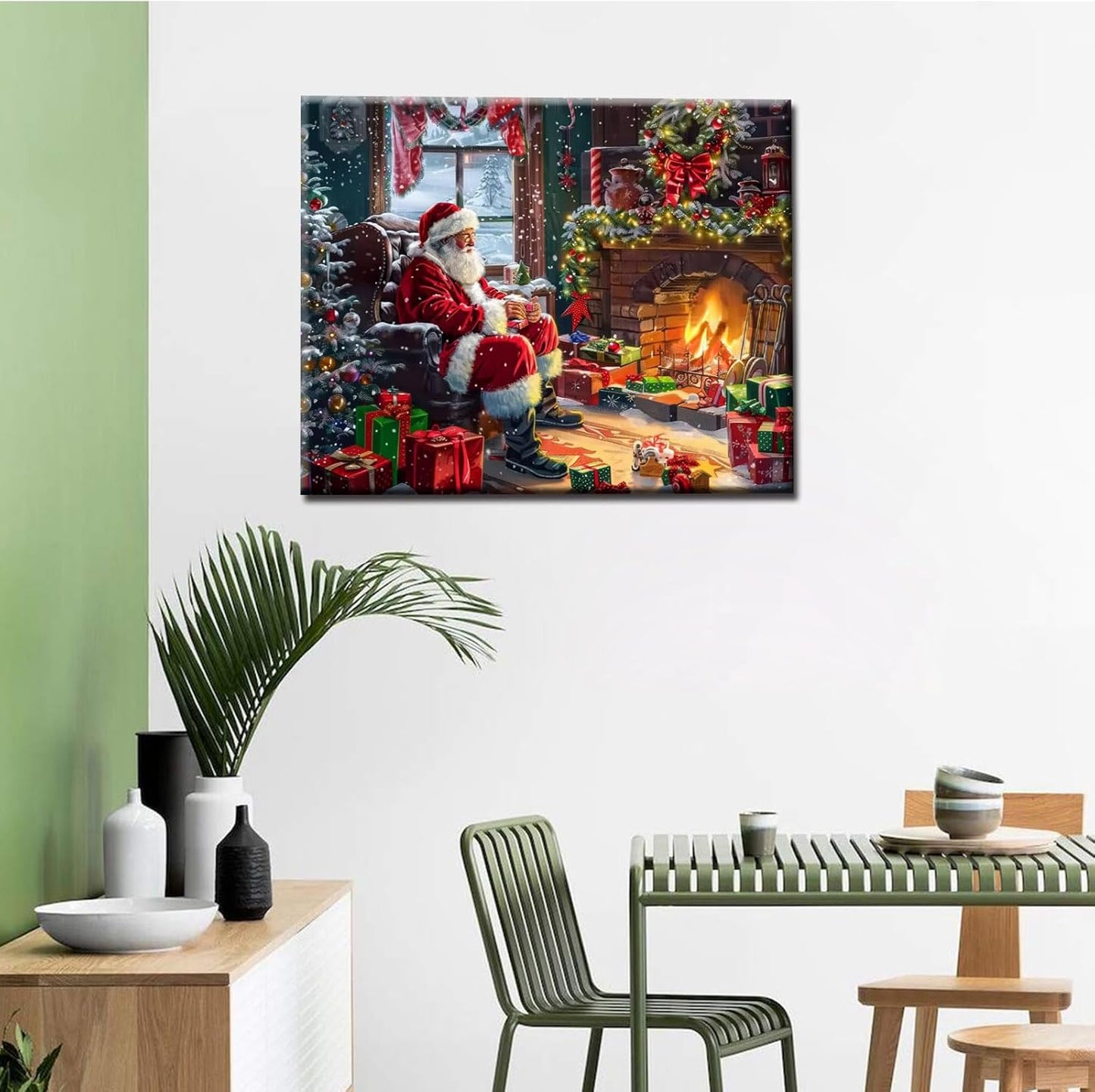 Santa Claus by the Fireplace Paint by Numbers