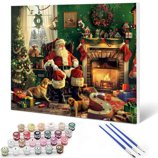 Santa Claus and Dog DIY Paint by Numbers