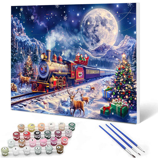 Christmas Gift Train Paint by Numbers