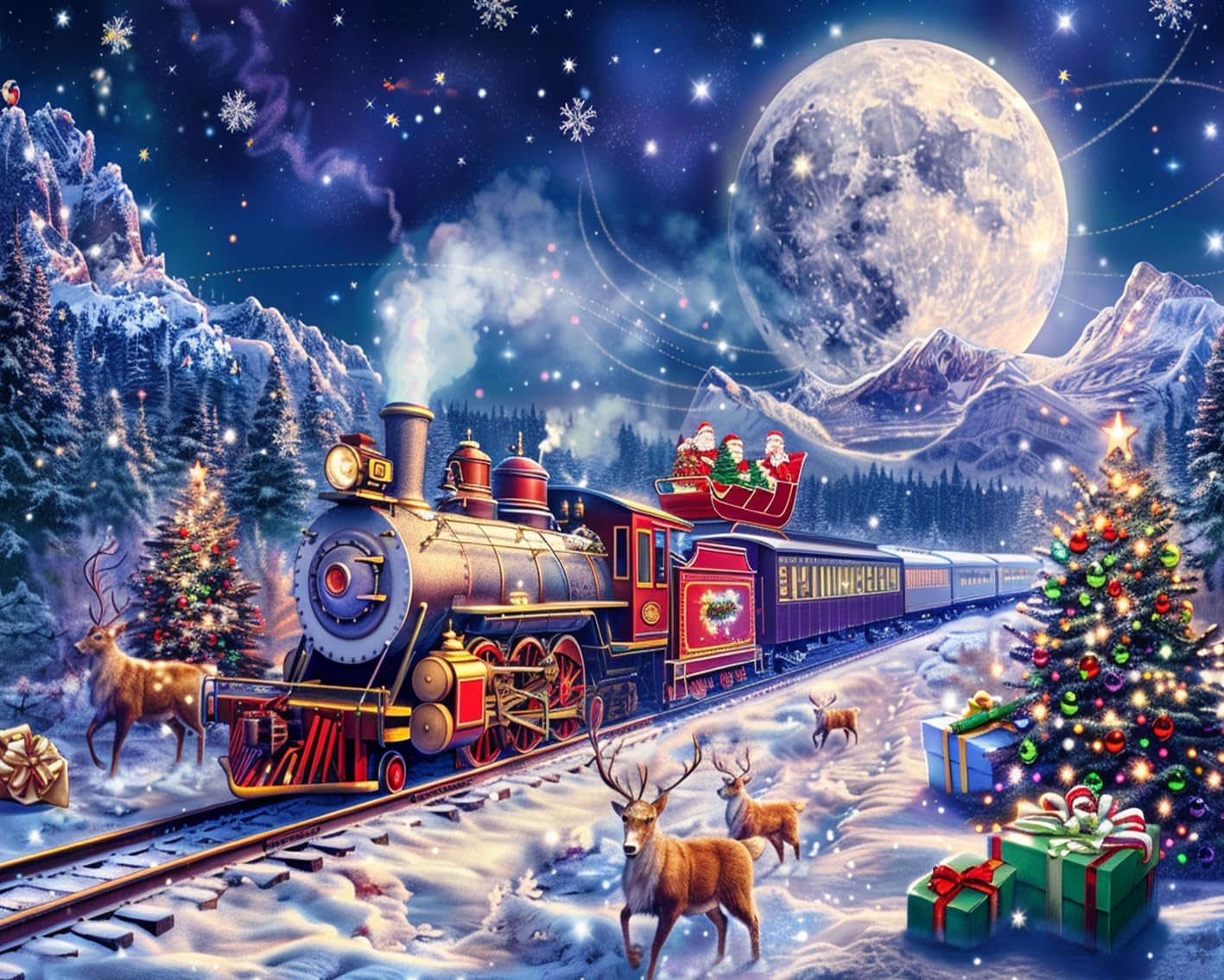 Christmas Gift Train Paint by Numbers