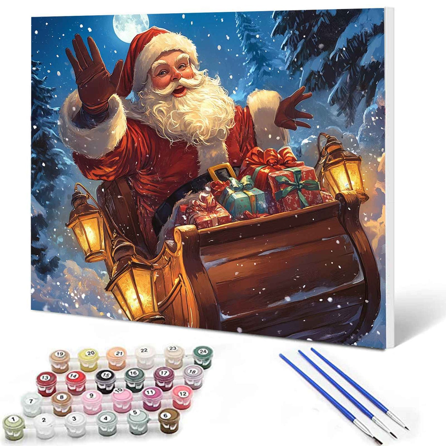 Christmas Santa's Sleigh Paint by Numbers