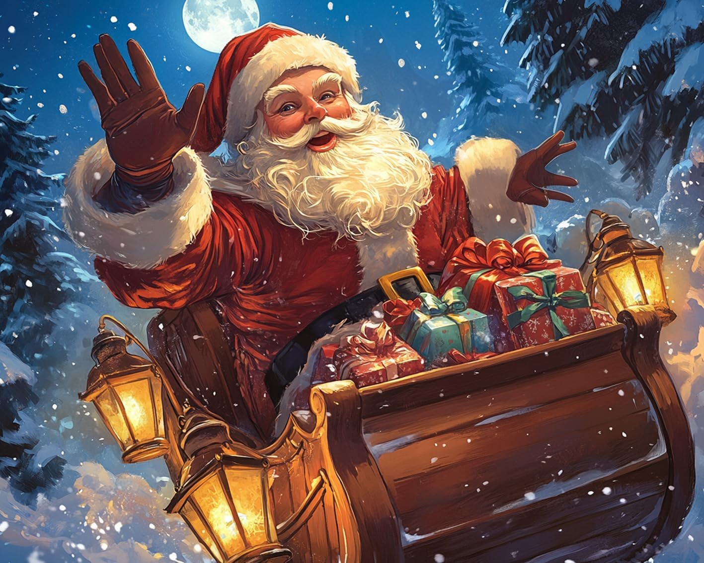 Christmas Santa's Sleigh Paint by Numbers