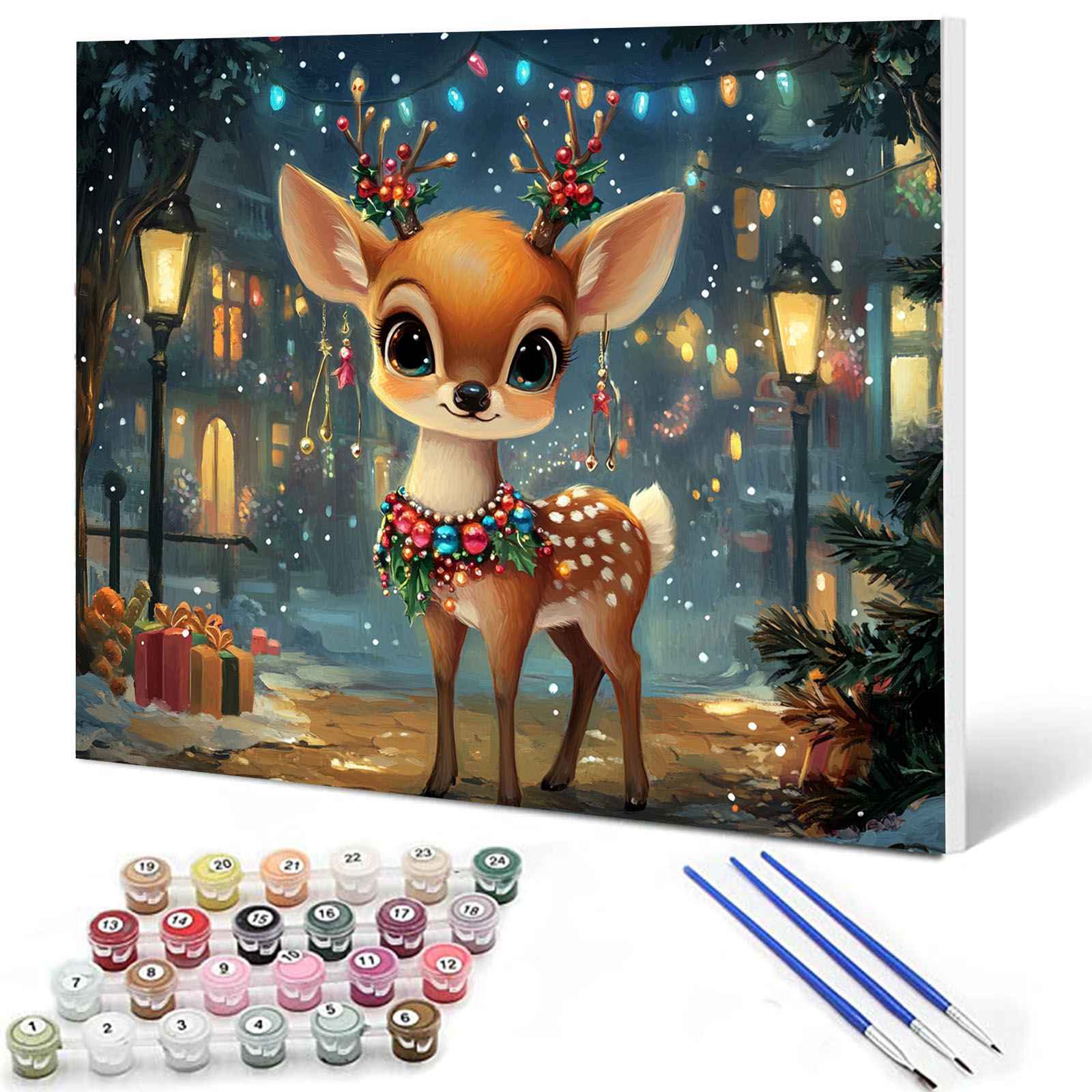 Christmas Towns Adorable Reindeer Paint by Numbers