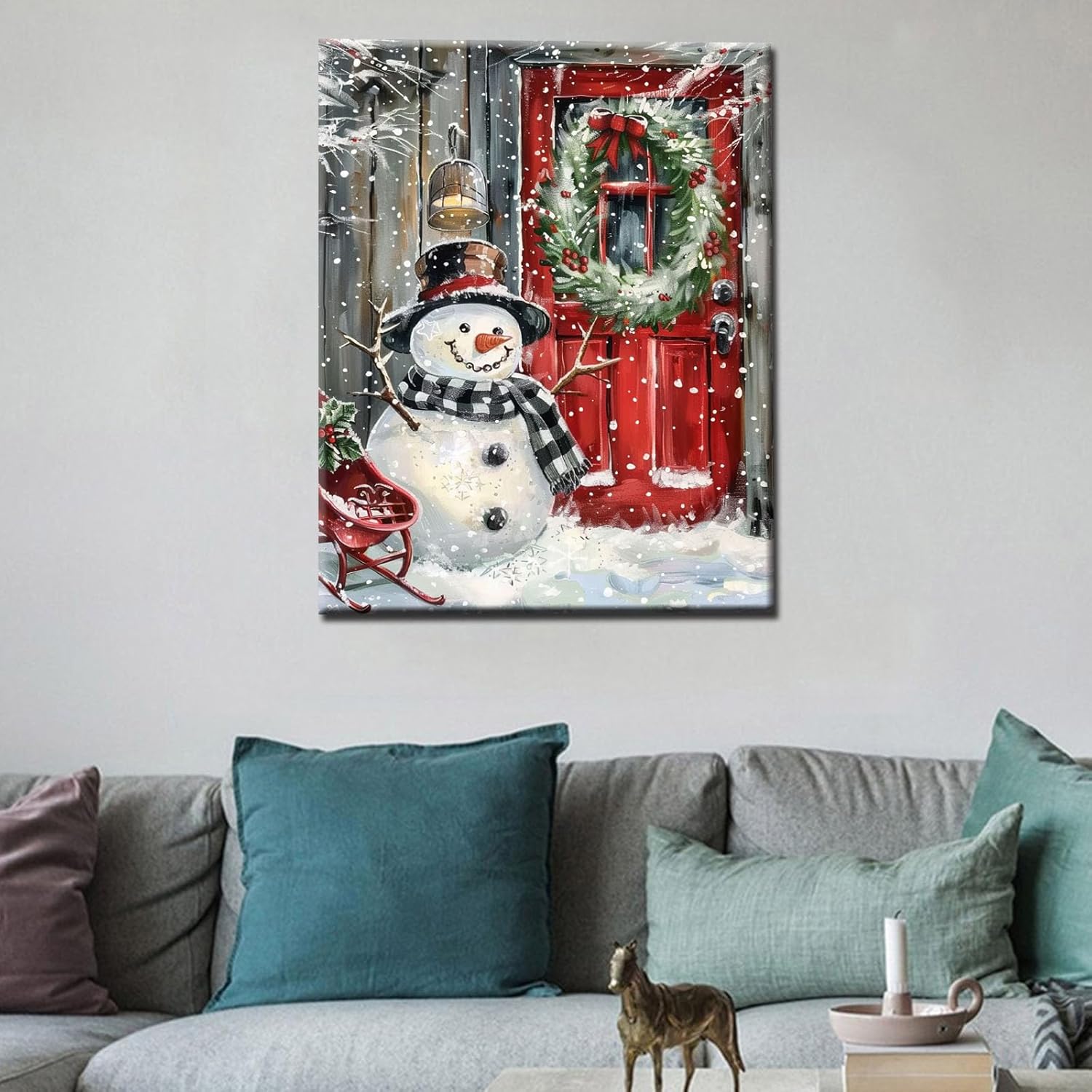 Christmas Snowman at the Door Paint by Numbers