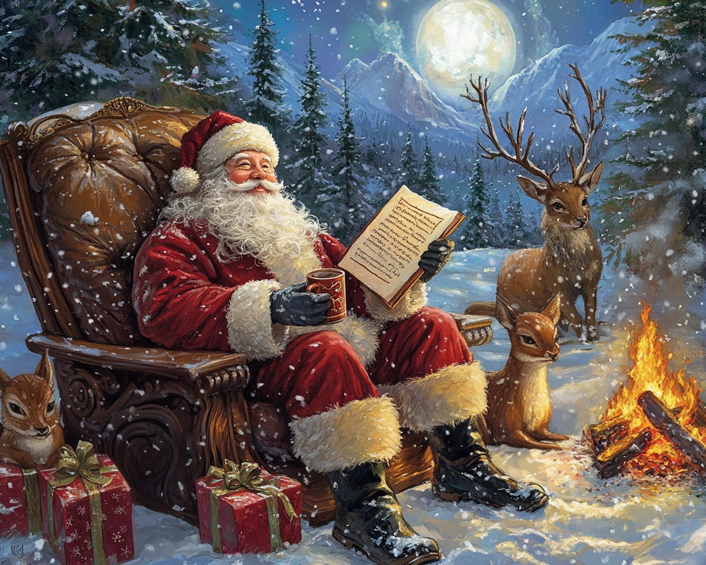 Santa Claus on the Sofa Paint by Numbers