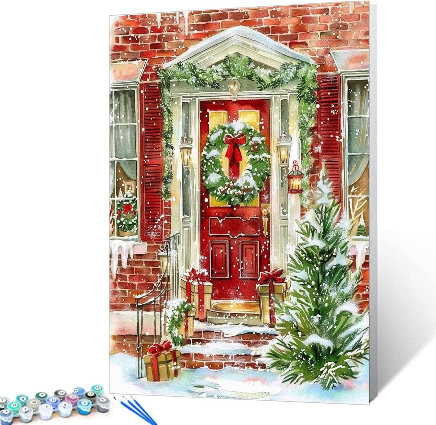 Christmas Cheer at the Doorstep Paint by Numbers