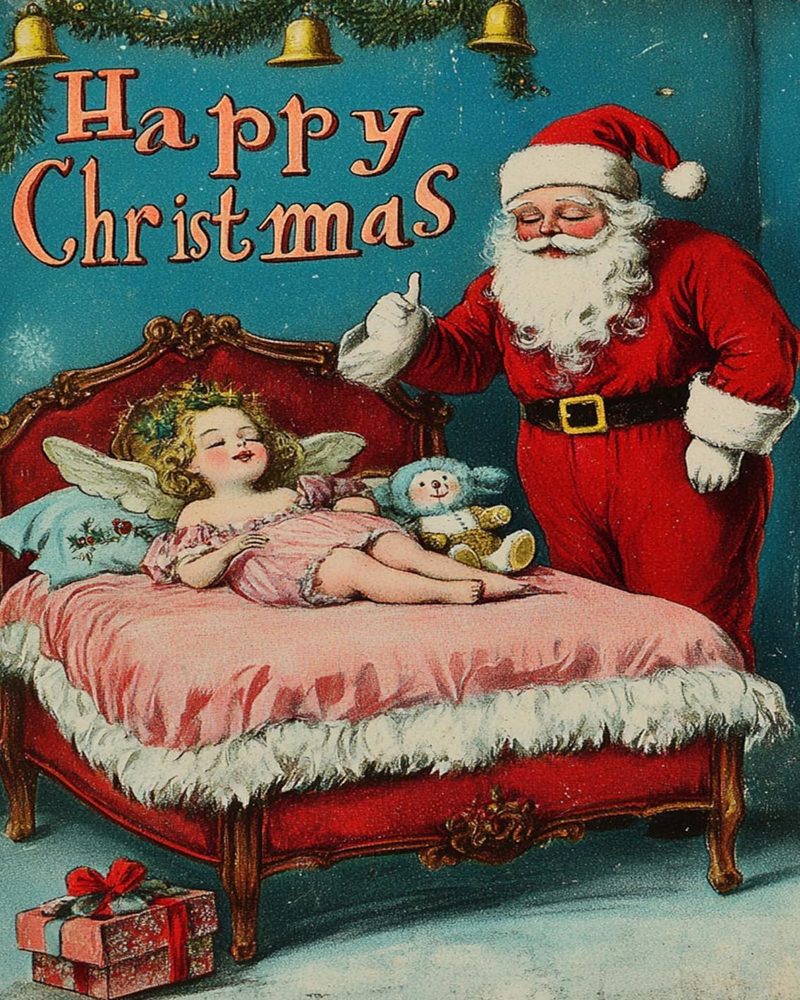 Santa Claus and the Sleeping Angel Paint by Numbers