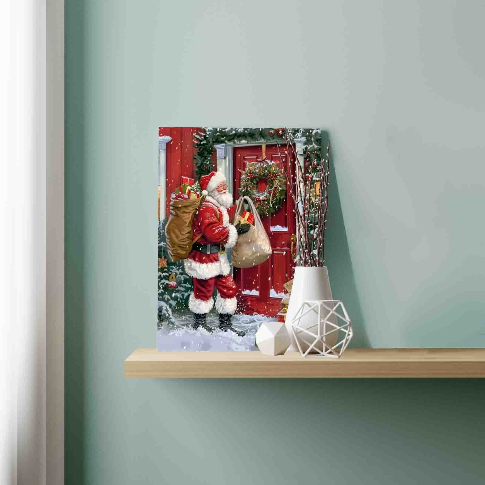 Christmas Santa Outside the Door Paint by Numbers