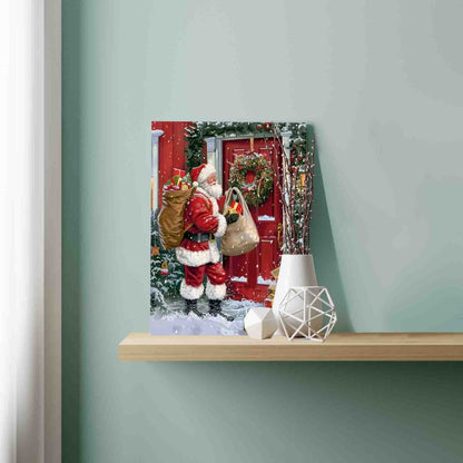 Christmas Santa Outside the Door Paint by Numbers