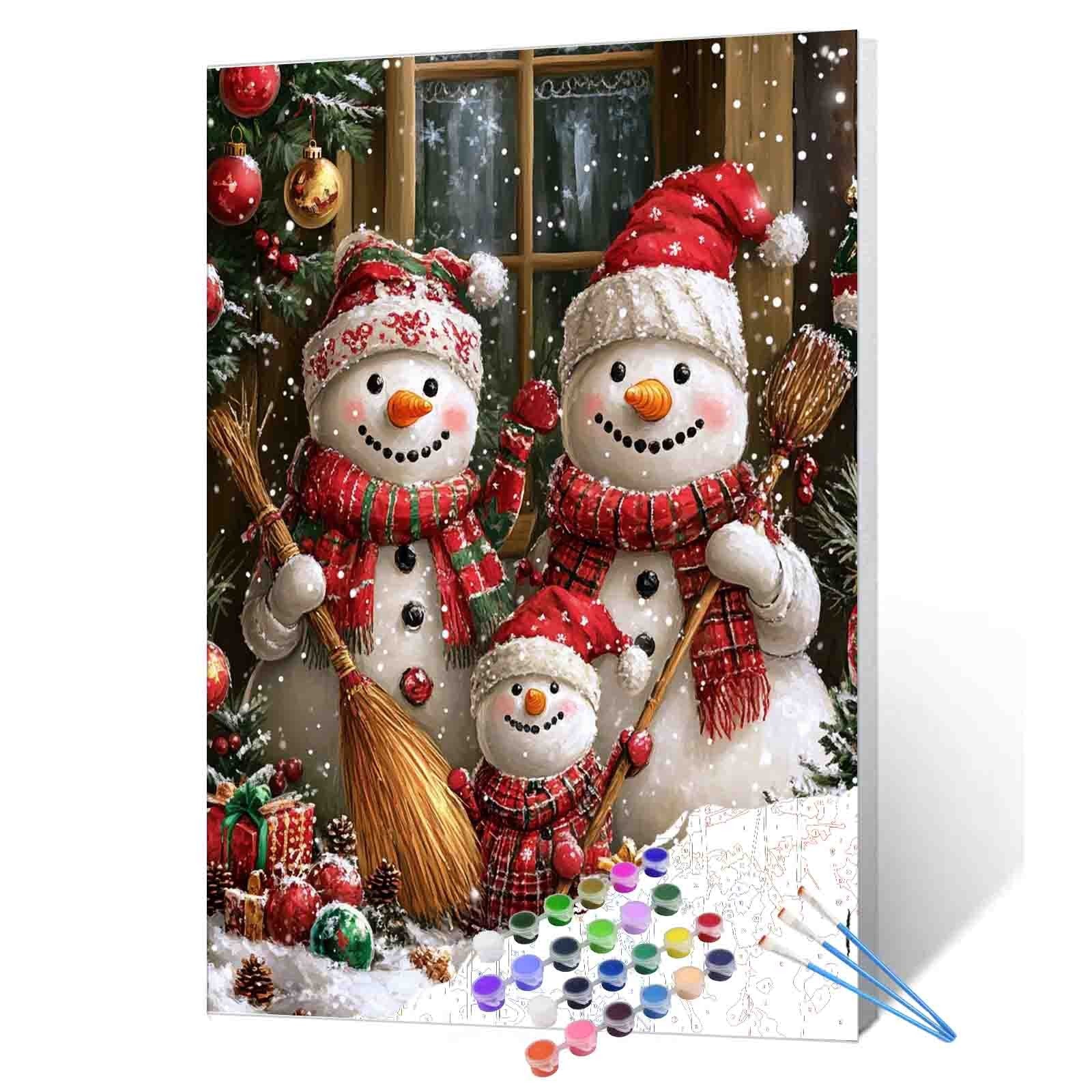 Christmas Snowman Family Paint by Numbers