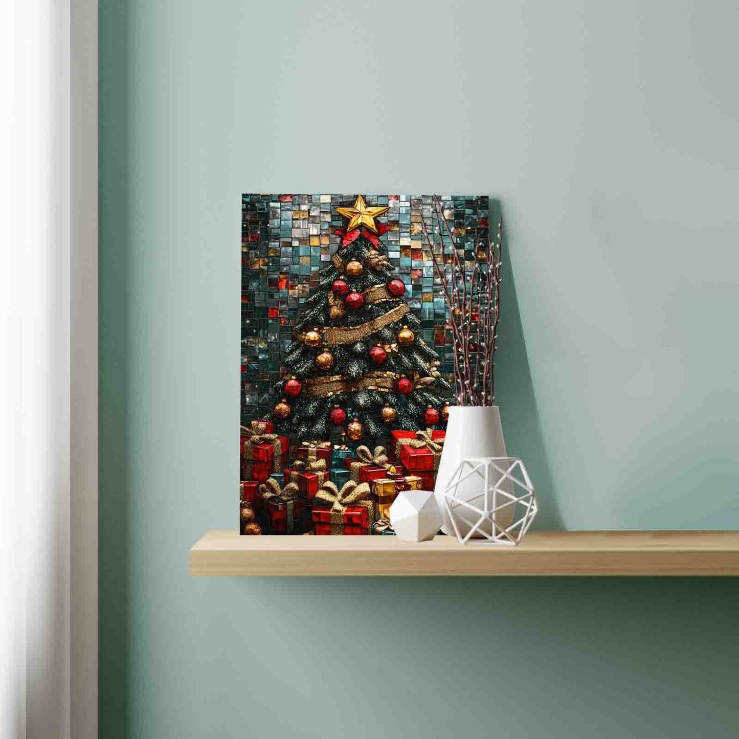 Christmas Tree Piled with Gifts Paint by Numbers