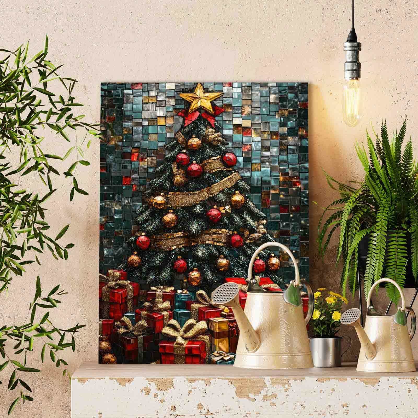 Christmas Tree Piled with Gifts Paint by Numbers