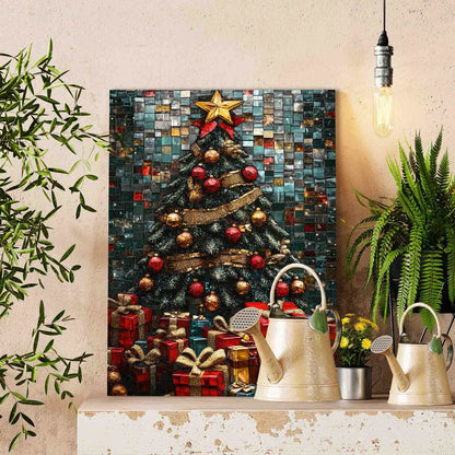 Christmas Tree Piled with Gifts Paint by Numbers