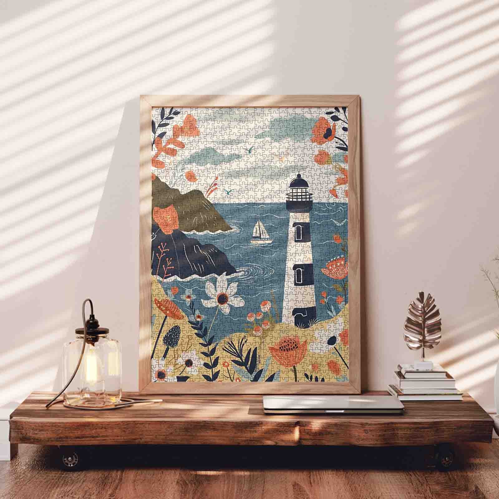Coastal Lighthouse Floral Breeze Jigsaw Puzzle