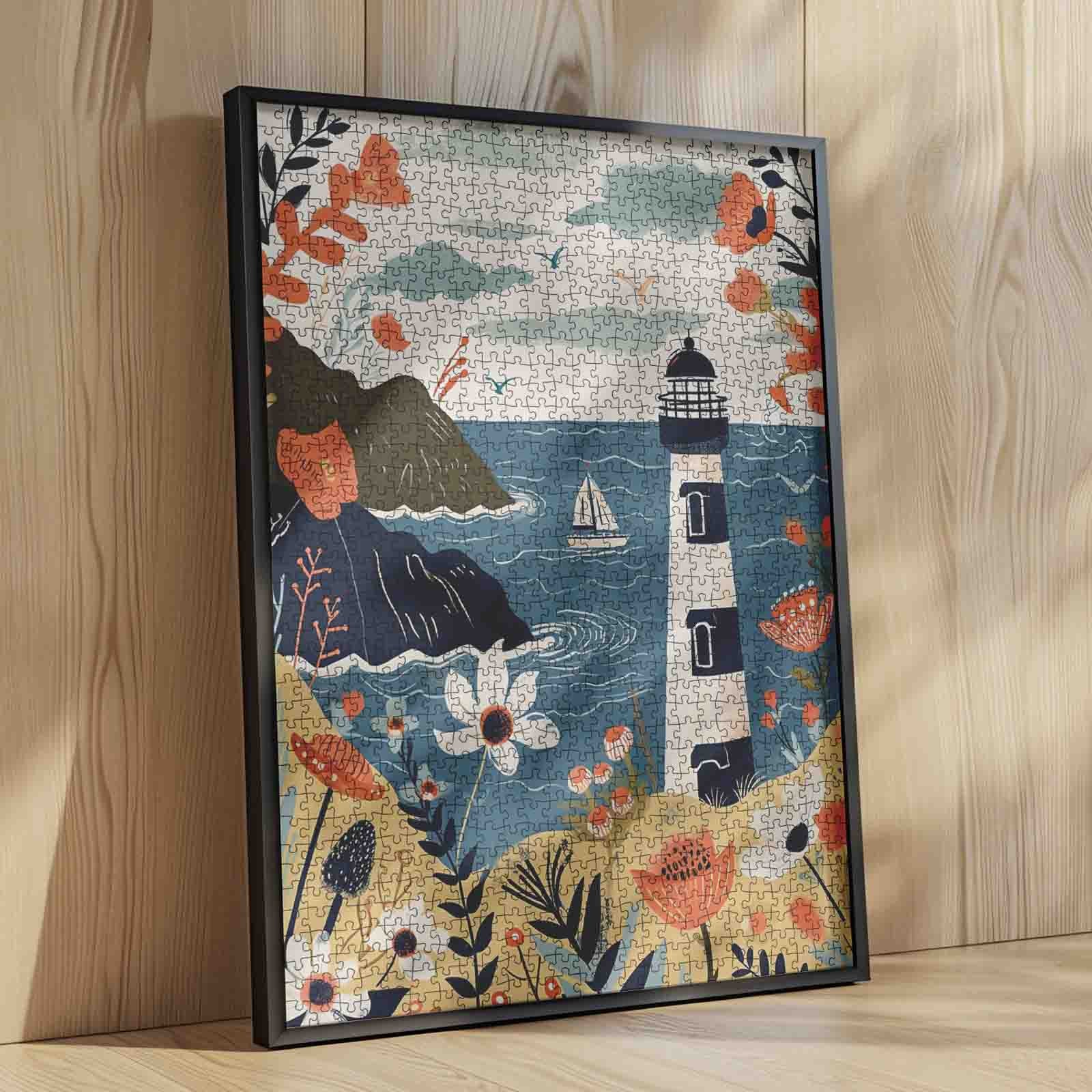 Coastal Lighthouse Floral Breeze Jigsaw Puzzle