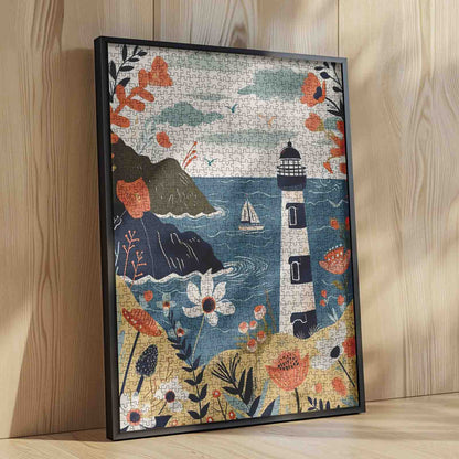 Coastal Lighthouse Floral Breeze Jigsaw Puzzle