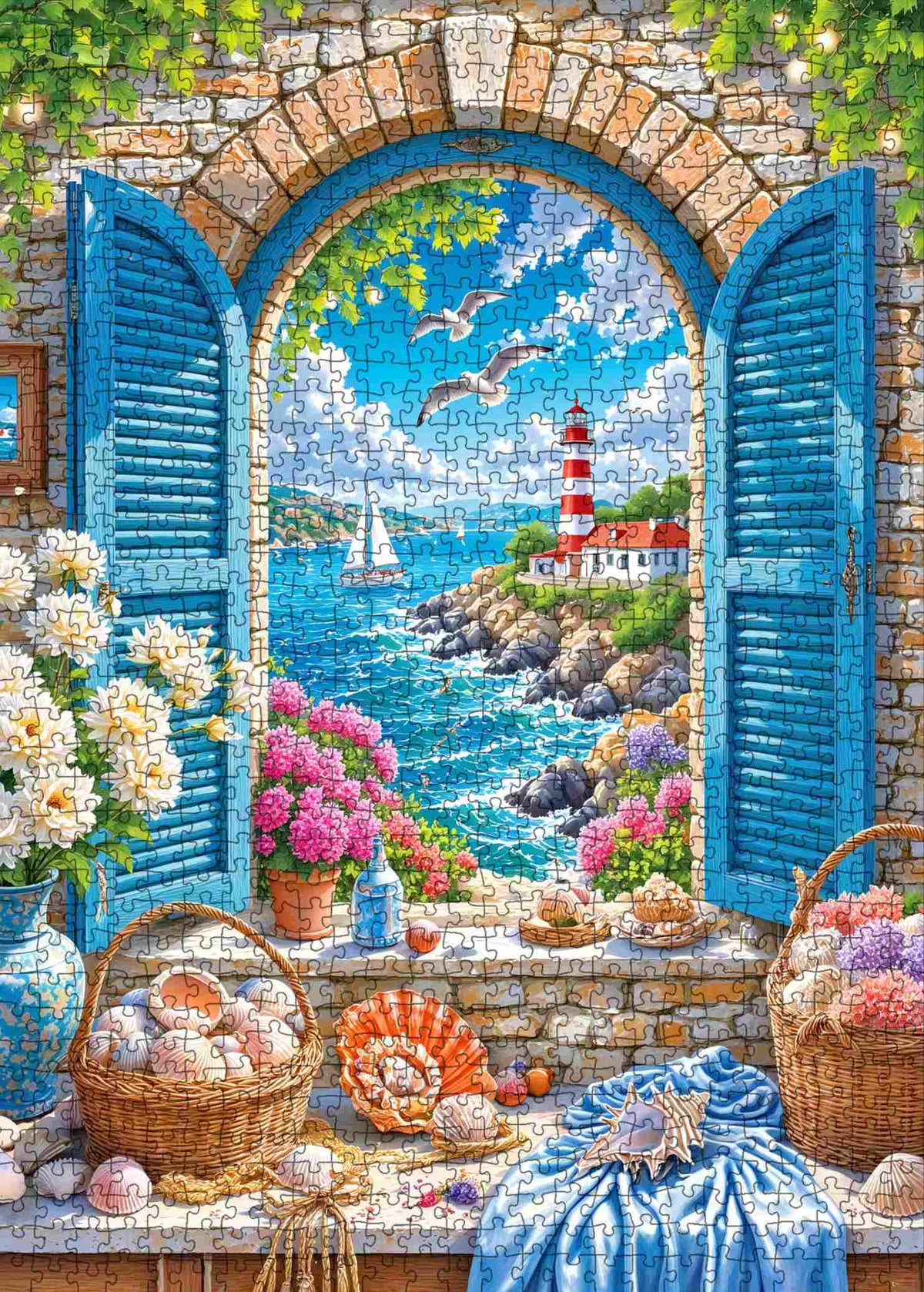 Coastal Lighthouse Window View Jigsaw Puzzle