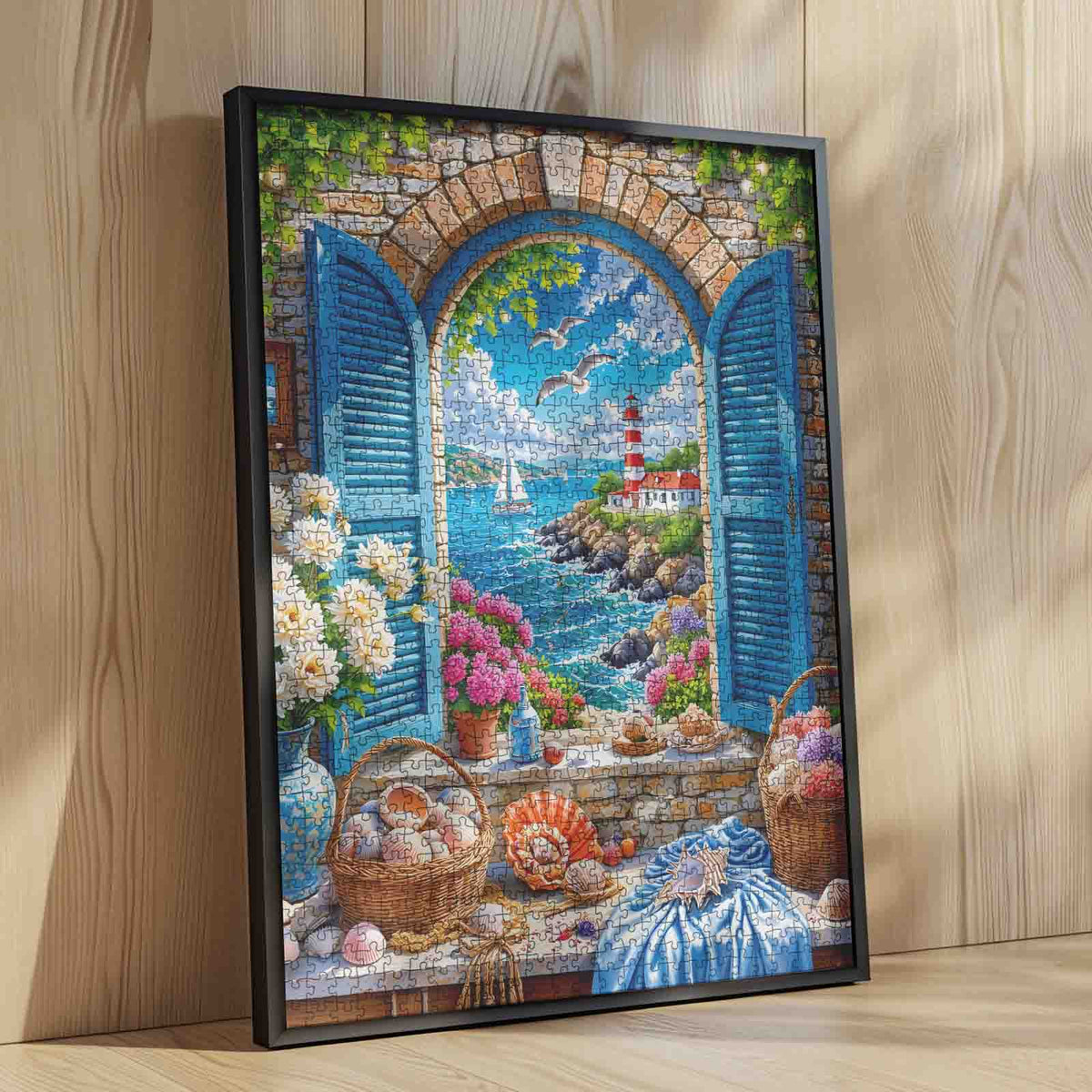 Coastal Lighthouse Window View Jigsaw Puzzle