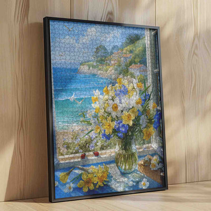 Coastal Window Flowers and Sea Breeze Jigsaw Puzzle