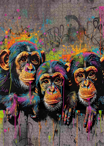 Color Splash Monkeys Jigsaw Puzzle