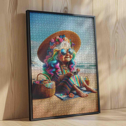 Colorful Beach Grandma Jigsaw Puzzle