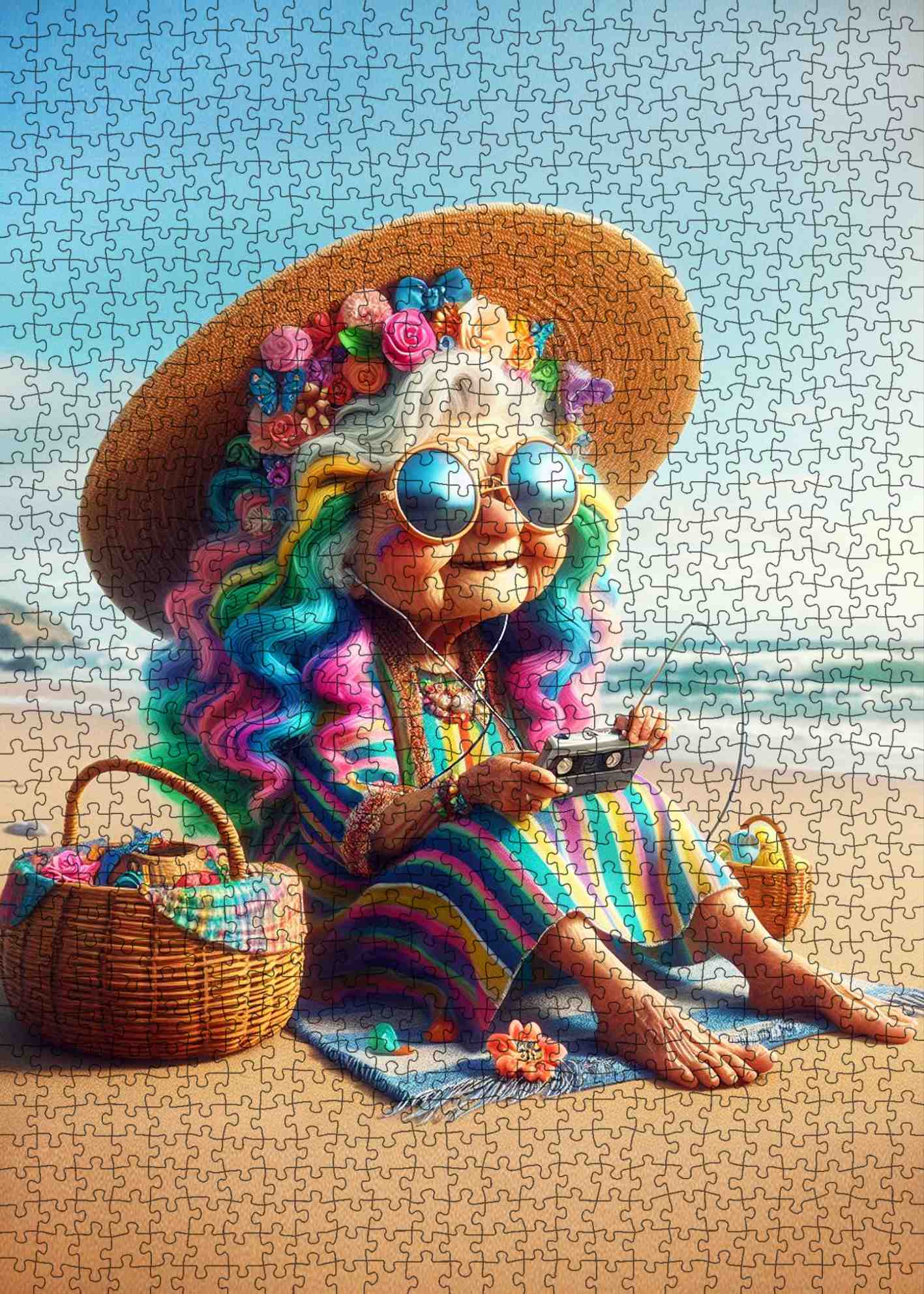 Colorful Beach Grandma Jigsaw Puzzle