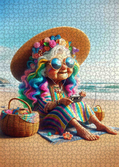 Colorful Beach Grandma Jigsaw Puzzle