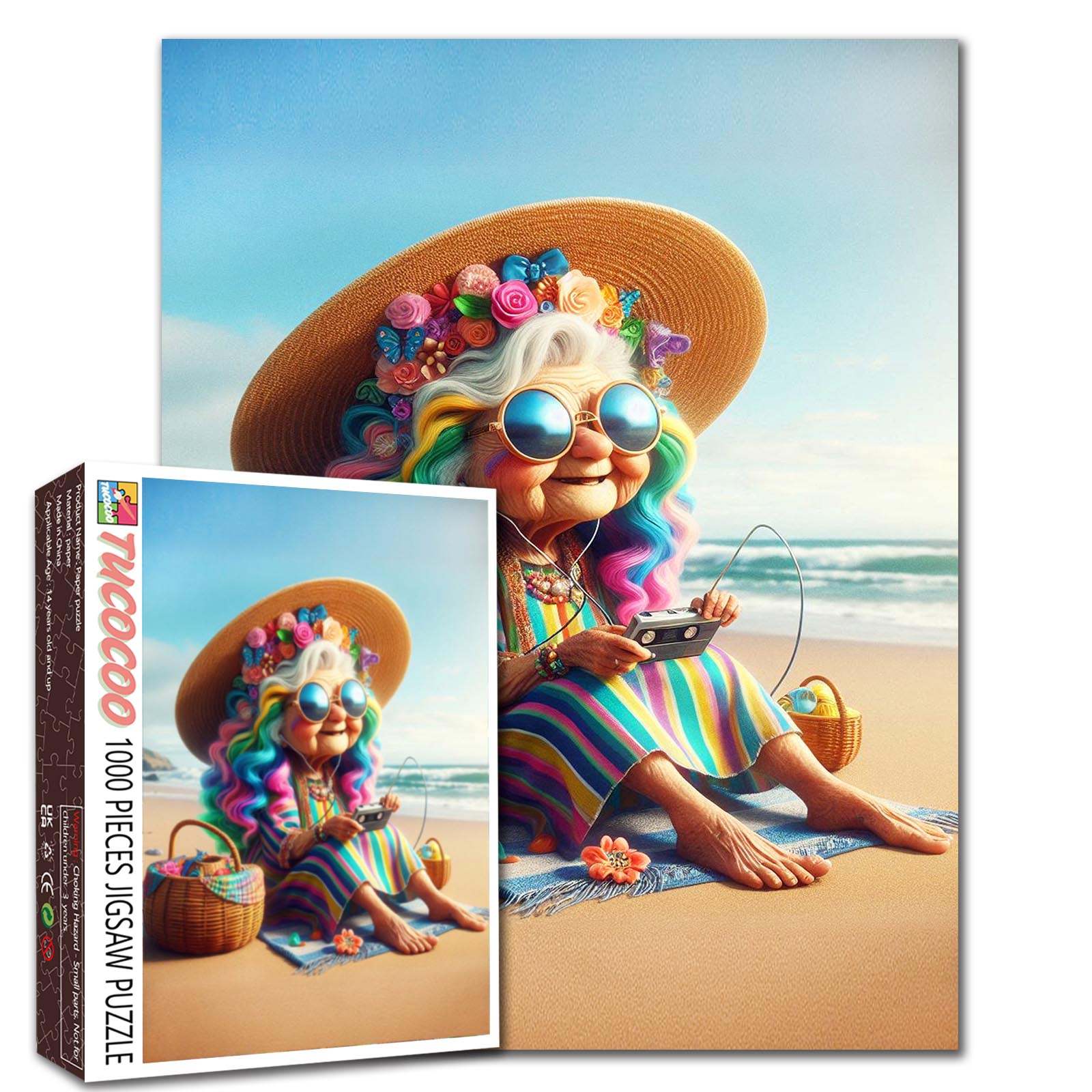 Colorful Beach Grandma Jigsaw Puzzle
