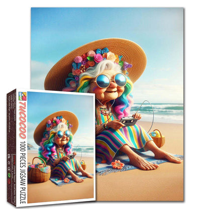 Colorful Beach Grandma Jigsaw Puzzle