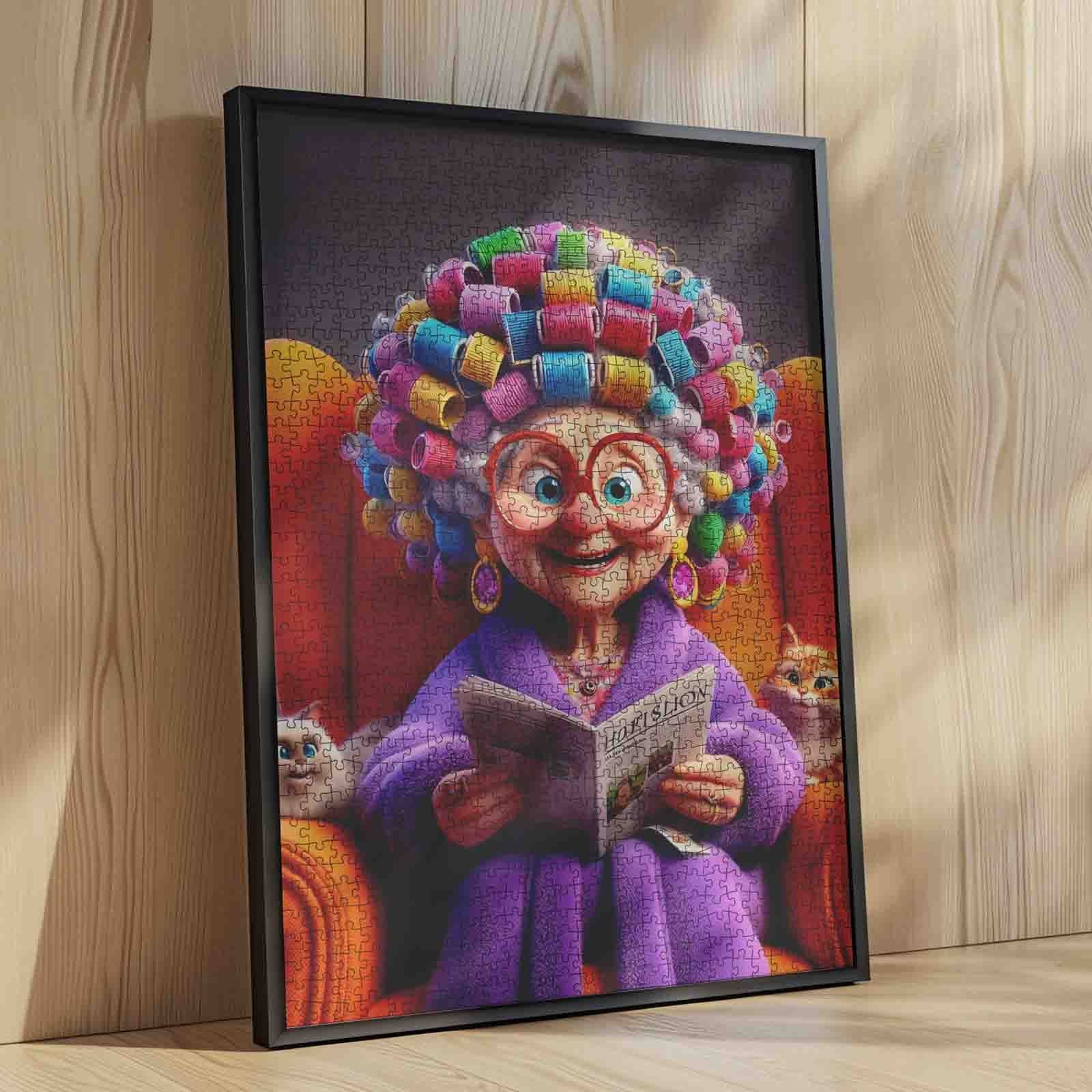 Colorful Curlers Grandma Jigsaw Puzzle