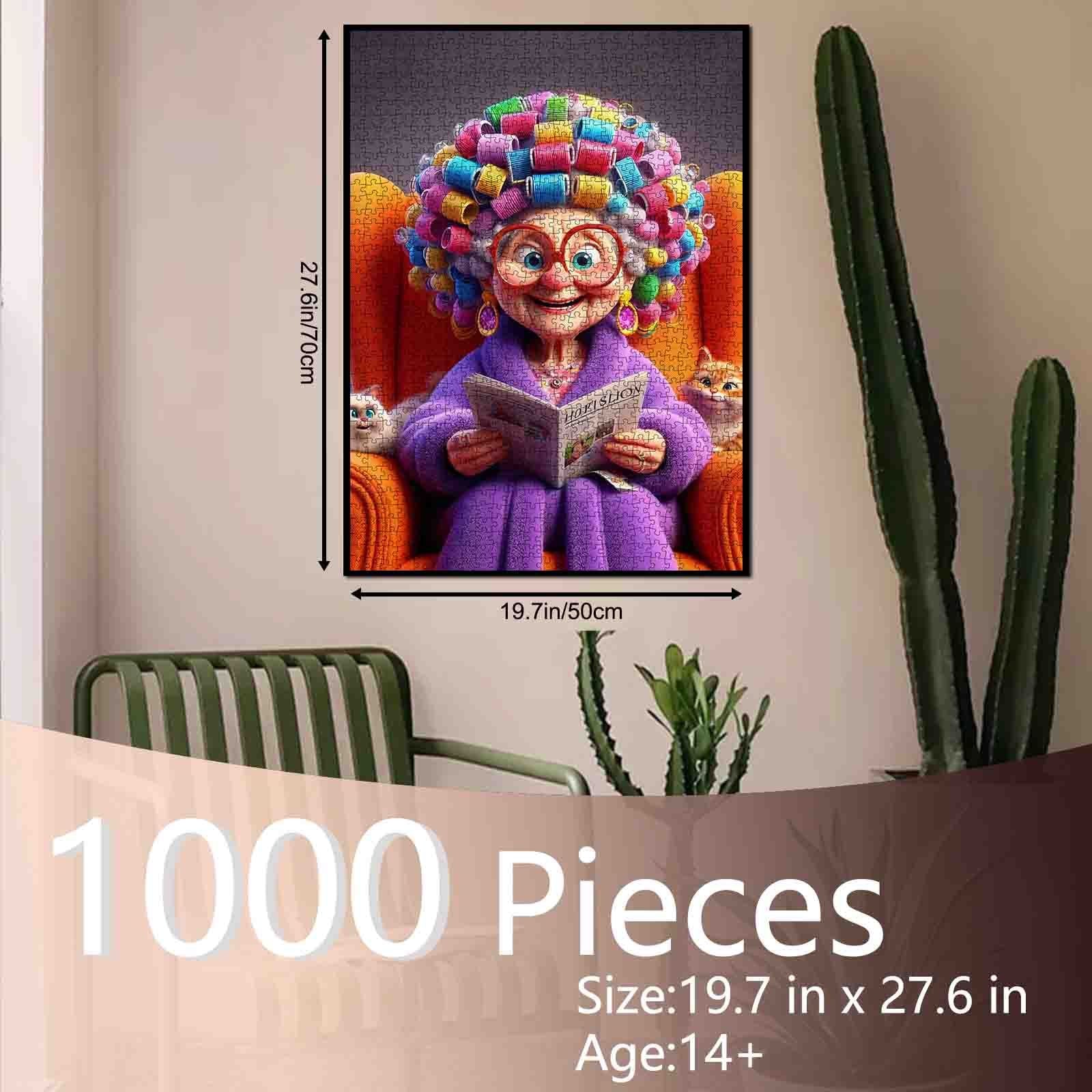 Colorful Curlers Grandma Jigsaw Puzzle