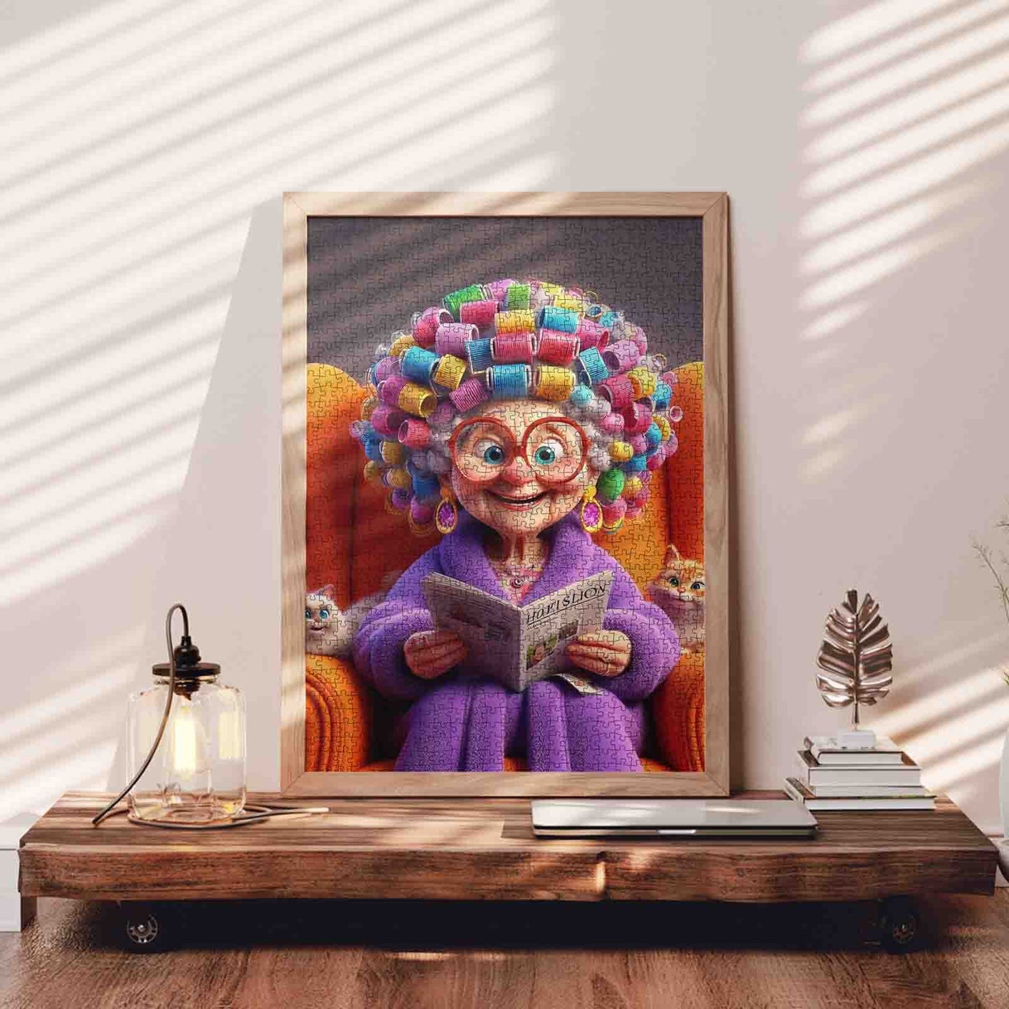 Colorful Curlers Grandma Jigsaw Puzzle