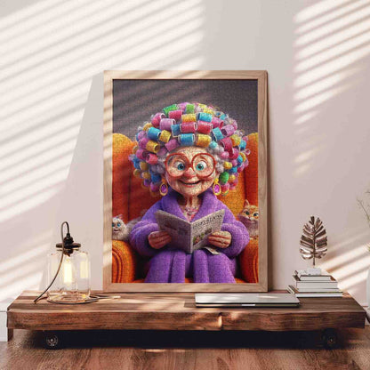 Colorful Curlers Grandma Jigsaw Puzzle