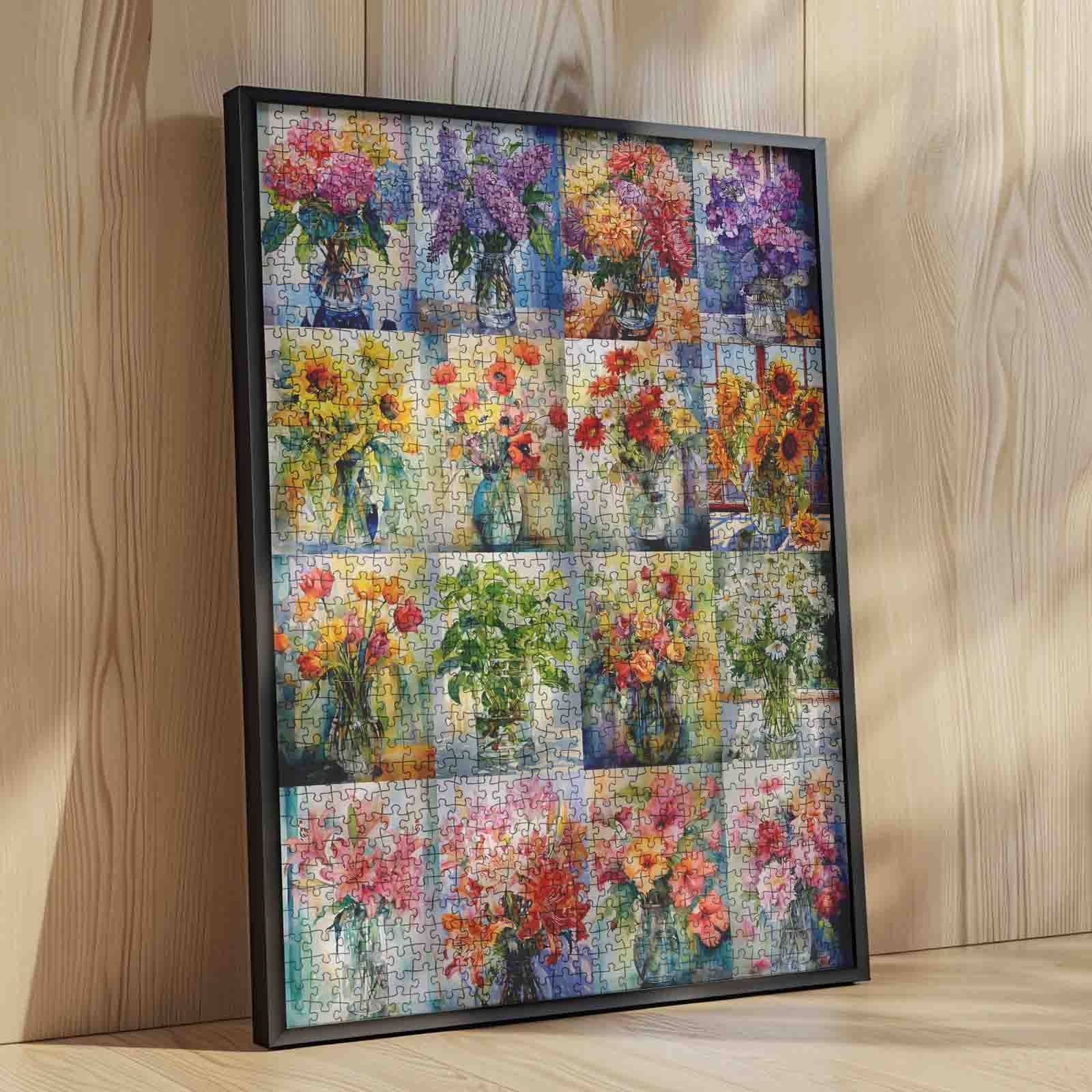 Colorful Flower Bouquets in Glass Vases Jigsaw Puzzle