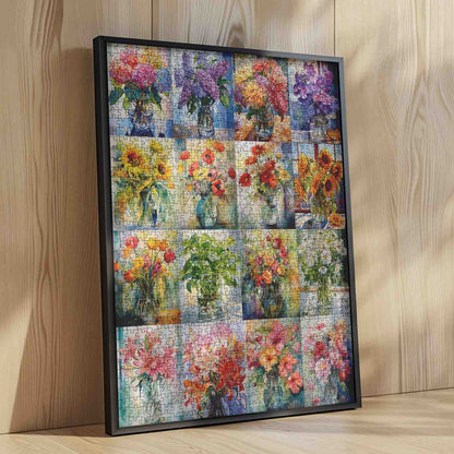 Colorful Flower Bouquets in Glass Vases Jigsaw Puzzle