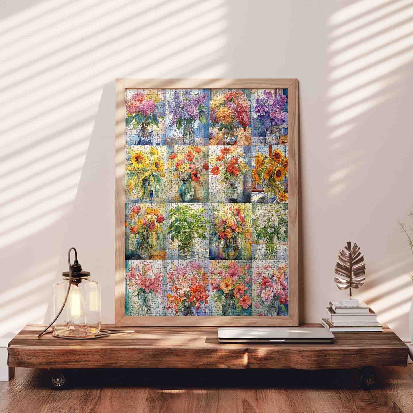Colorful Flower Bouquets in Glass Vases Jigsaw Puzzle