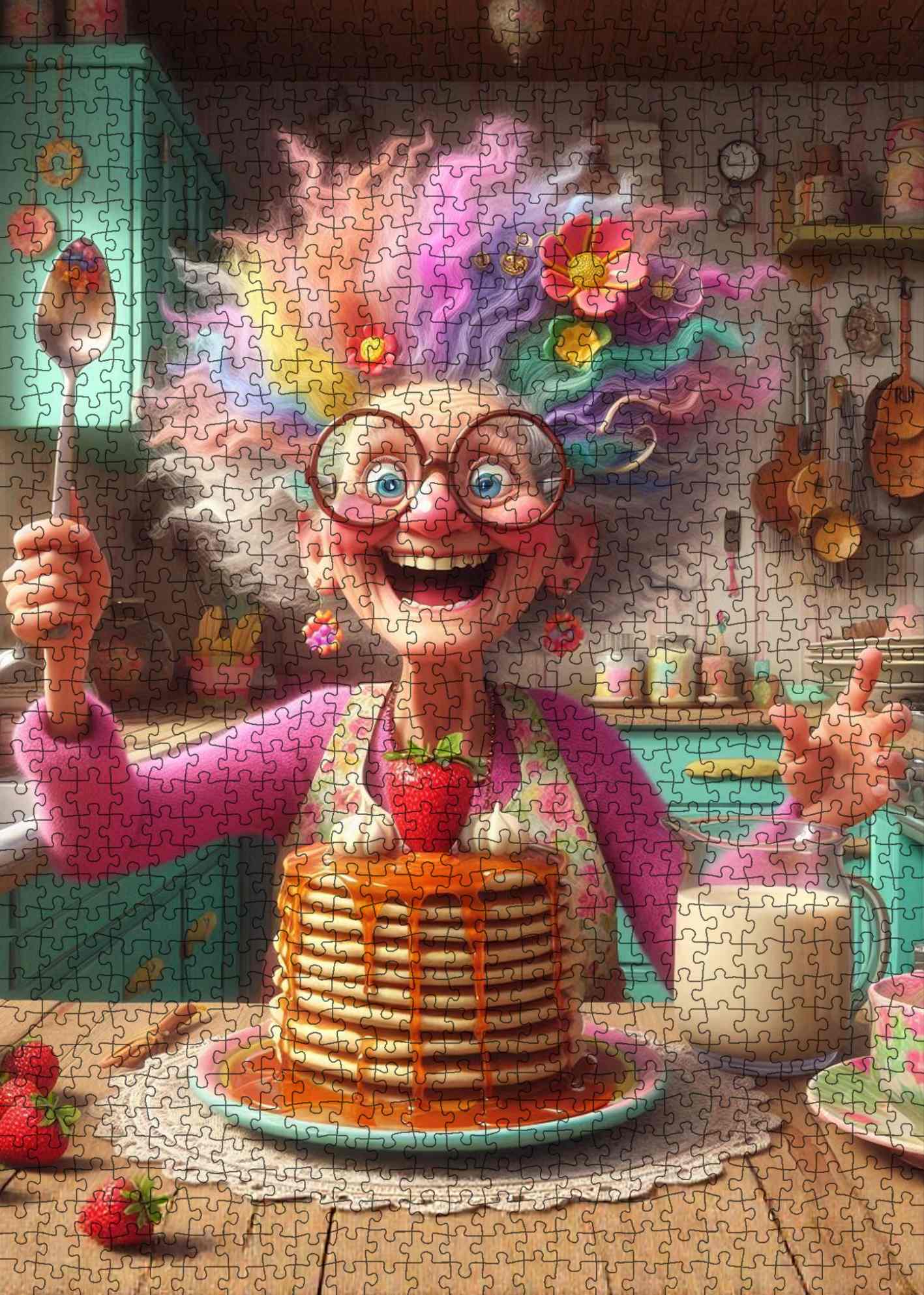 Colorful Grandma Pancake Feast Jigsaw Puzzle