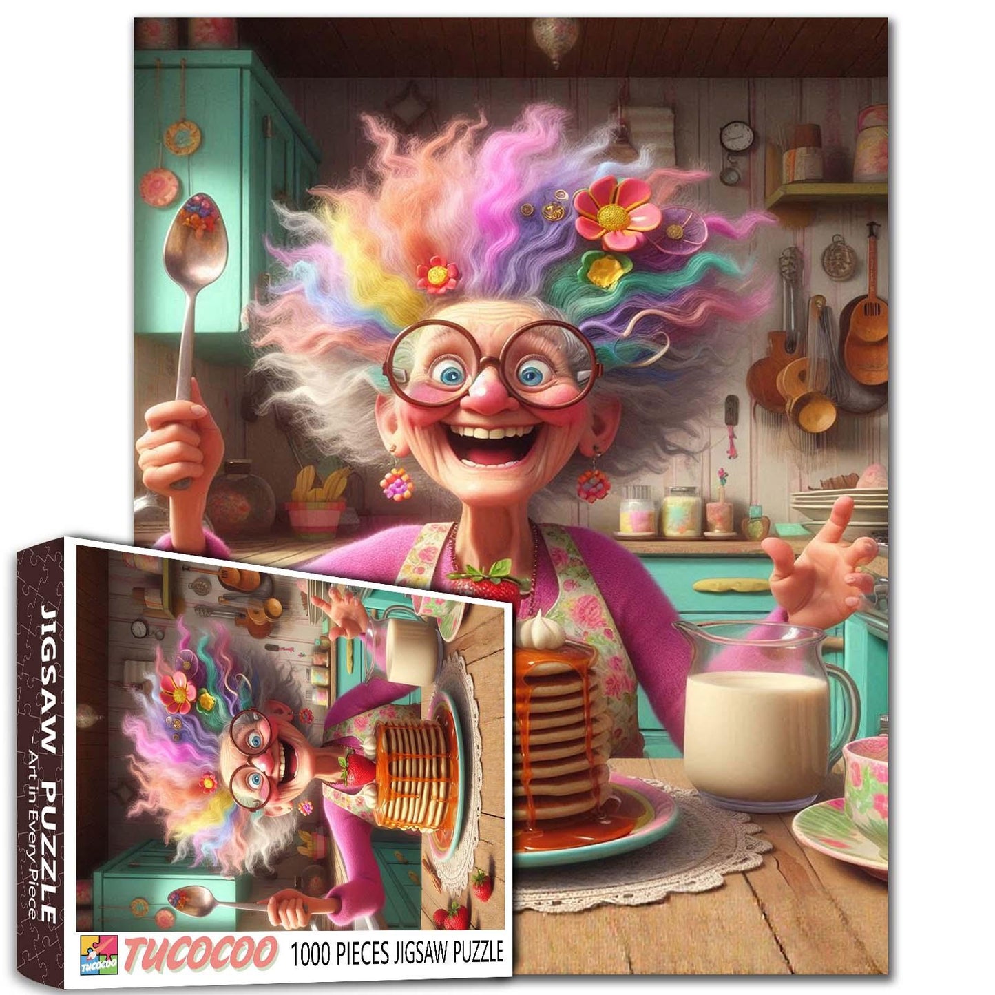 Colorful Grandma Pancake Feast Jigsaw Puzzle