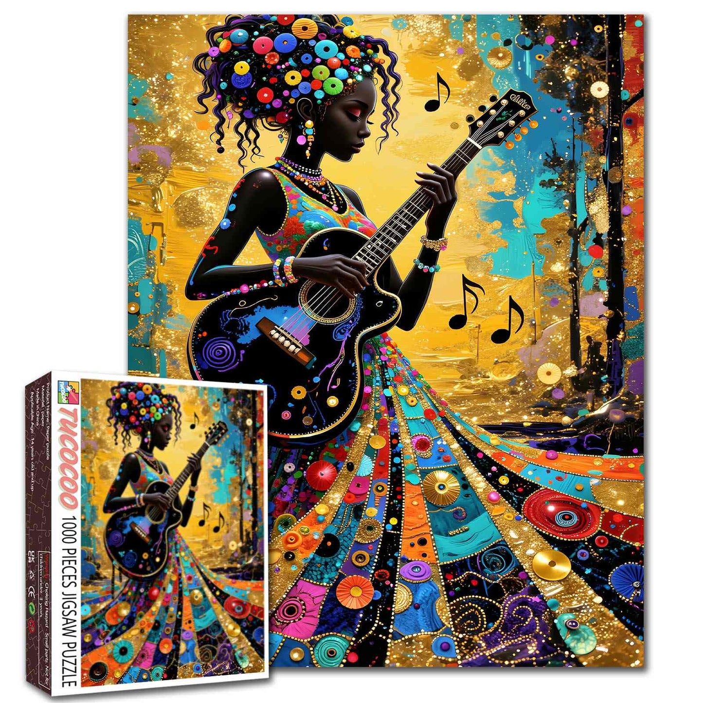 Colorful Guitar Melody Art Jigsaw Puzzle