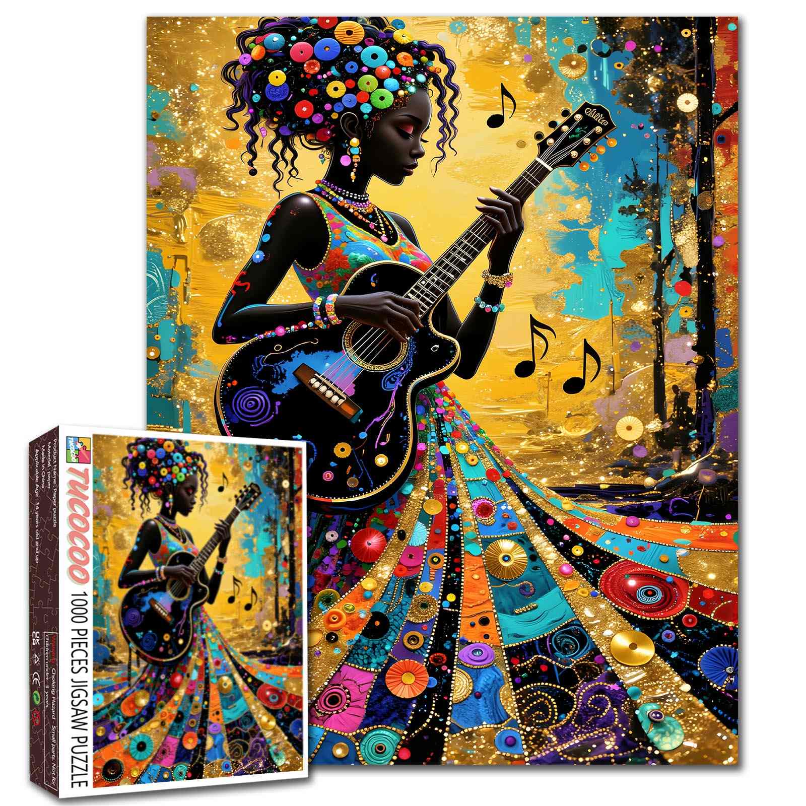 Colorful Guitar Melody Art Jigsaw Puzzle