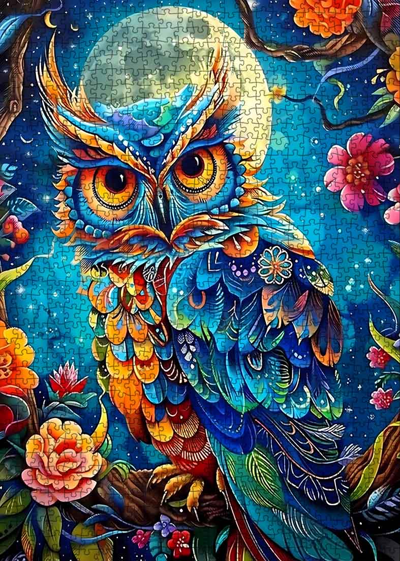 Puzzle 500 Pièces – Oiseau De Nuit Coloré – Chouette Multicolore – Ulmer Puzzleschmiede Puzzle 500 Pièces – Oiseau De Nuit Coloré – Chouette Multicolore – Ulmer Puzzleschmiede