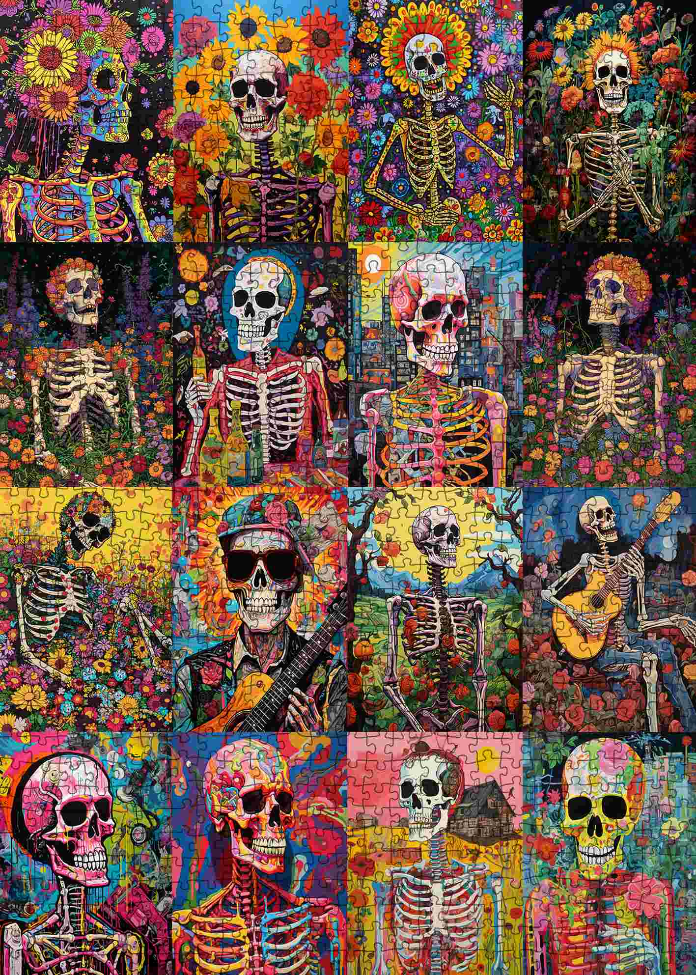 Colorful Skeleton Collage Jigsaw Puzzle