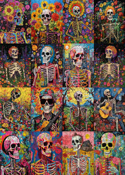 Colorful Skeleton Collage Jigsaw Puzzle