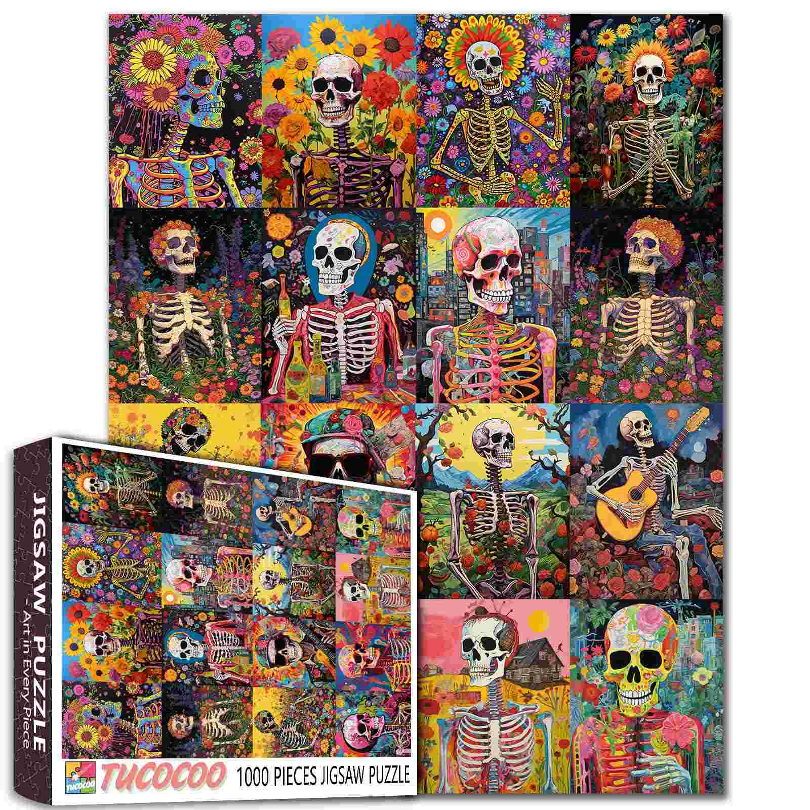 Colorful Skeleton Collage Jigsaw Puzzle