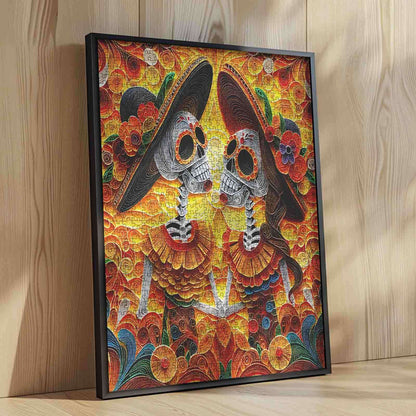 Colorful Skeleton Couple Day of the Dead Jigsaw Puzzle